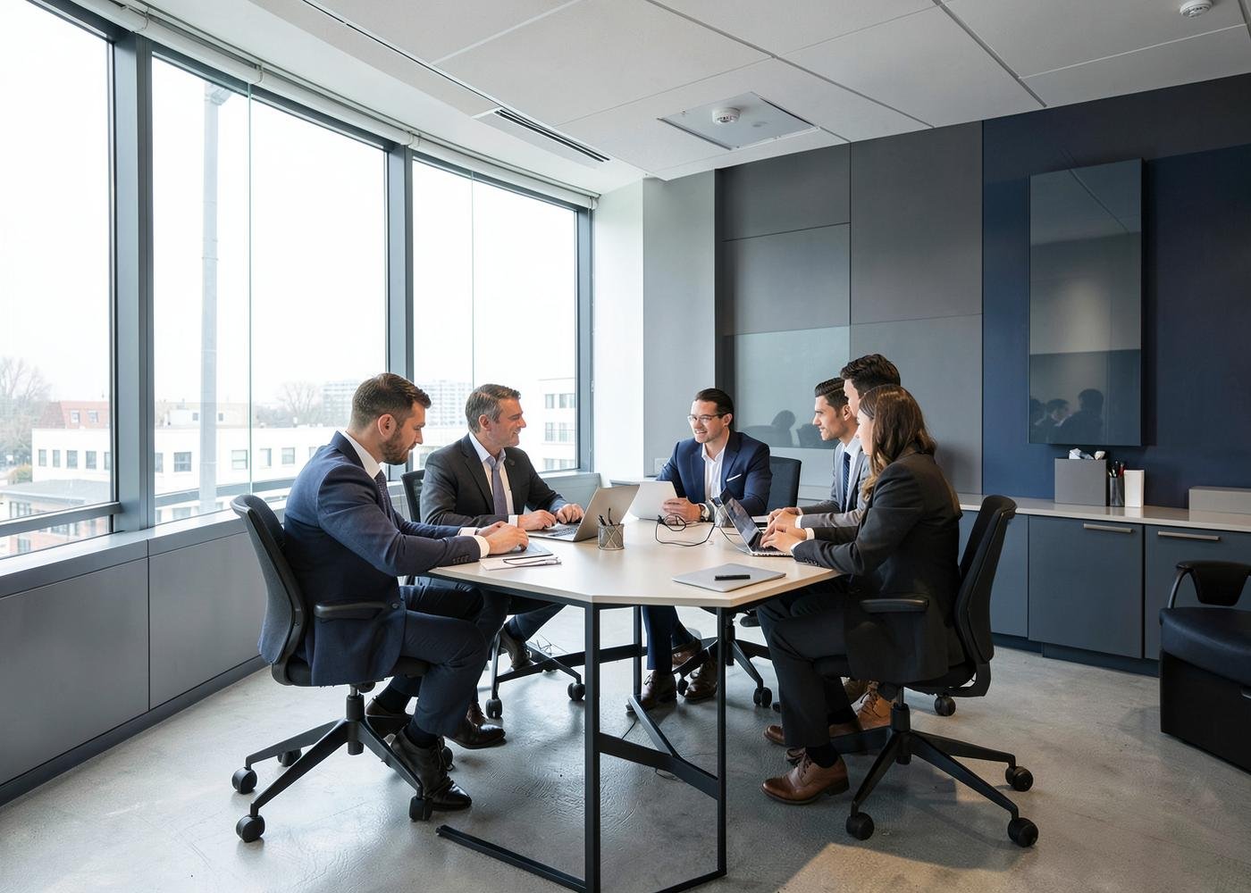 IRELAND Trading specialists reviewing an operating plan